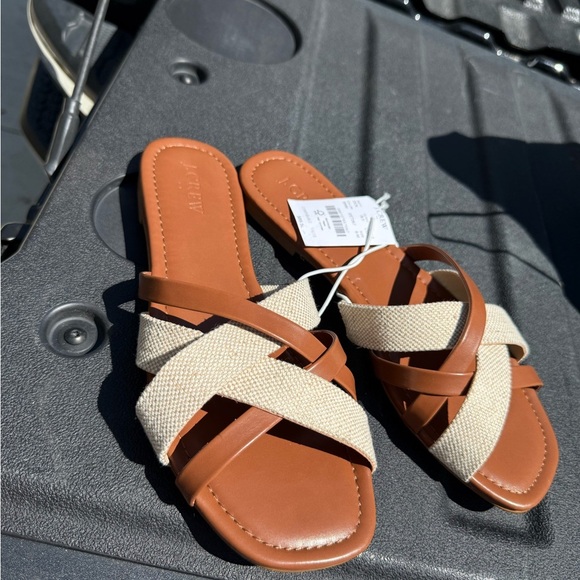J.Crew Factory Mixed crisscross slide sandals Size 8 - Picture 7 of 9